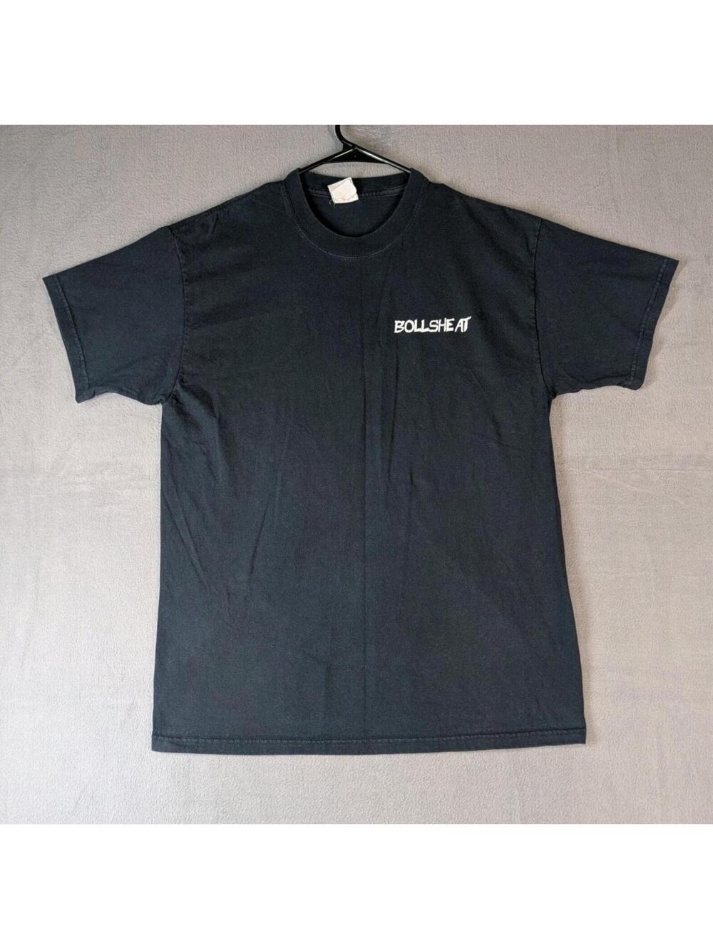 Vintage Bullsheat Mens Large Black Graphic T Shirt Streetwear Y2K Grunge Sk8 Emo